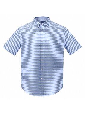 Jackthreads Mens Blue & White Striped Short Sleeve Button-Up Shirt With Anchor P